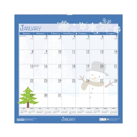Recycled Wall Calendar, Earthscapes Illustrated Seasons Artwork, 12x12, 12-Month (Jan To Dec): 2022